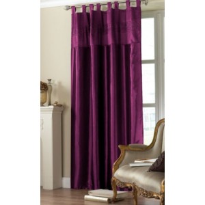 Purple Tab Top Embroidered Curtain panel