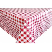 Red Checkers Oilcloths PVC Tablecloths